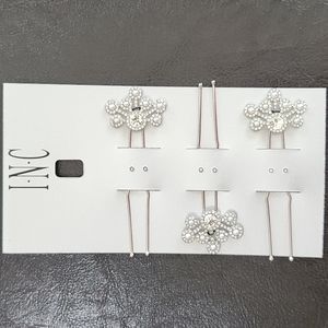 3-Pc. Silver-Tone Crystal & Imitation Pearl Bobby Pin Set